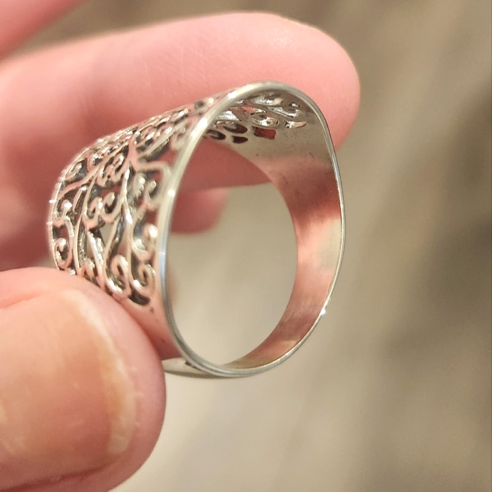 NEW Genuine Sterling Silver Filigree Ring - Picture 5 of 6